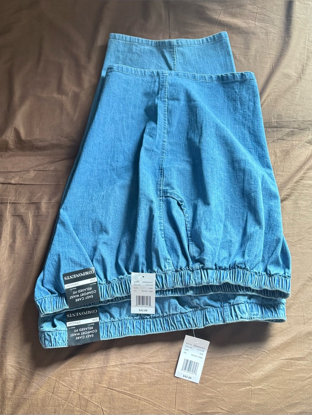 NWT Lot of 2 Components Denim Pull-On shorts Size 20W Comfort Waist Straight Leg